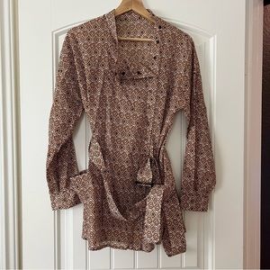 Designer asymmetric cotton shirt with belt